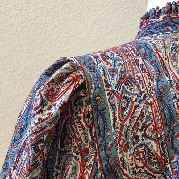 Ruggeri Vintage Blouse Paisley w/Ruffle Collar L - Picture 6 of 7